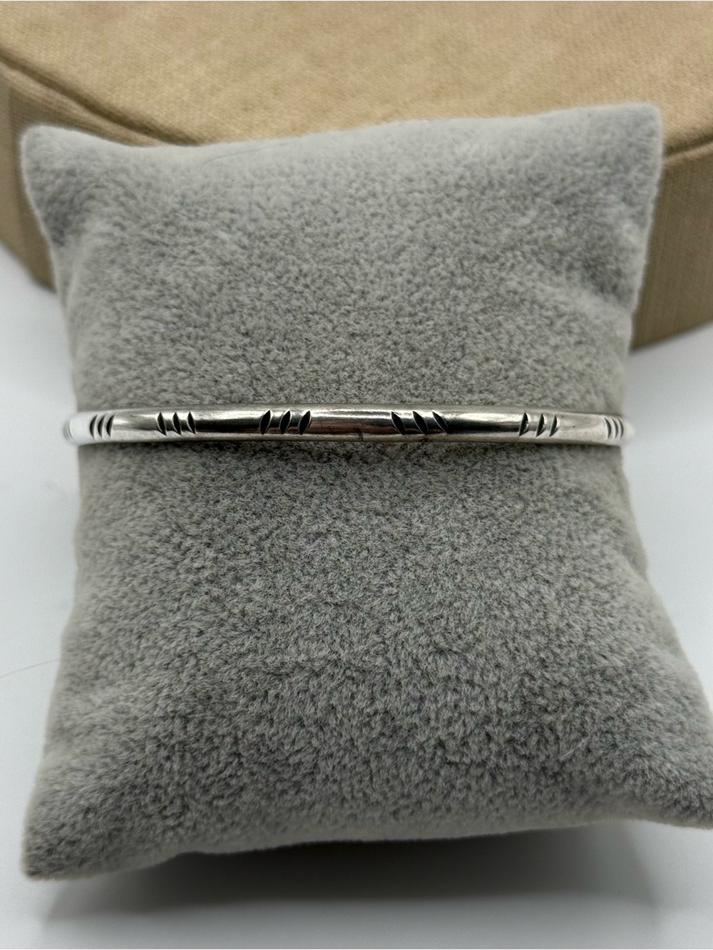 Sterling Silver Textured Bangle Bracelet - Silver